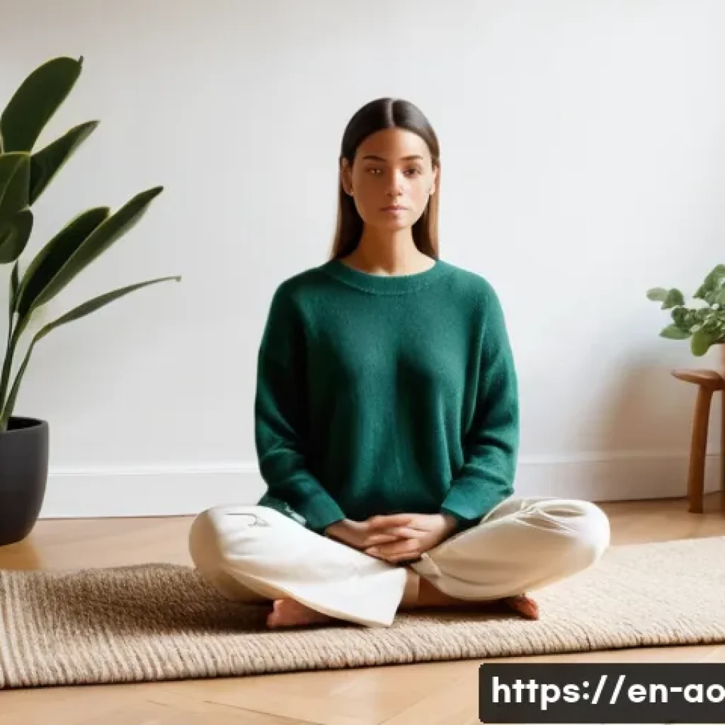 소비를 줄여가는 과정에서의 성장 - **Prompt:** A serene, sunlit minimalist living room. A woman in her late 20s, dressed in comfortable...