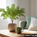 Home 22 소비 문화에 대한 대안적 접근 - **Prompt**: "A cozy, minimalist living room bathed in soft, natural sunlight streaming through a lar...